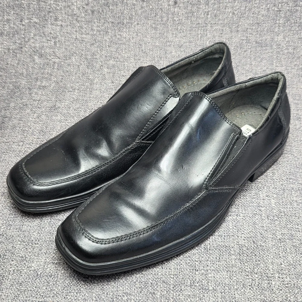Steve Madden P-TRAIN Black Leather Slip On Loafers Dress Casual Shoes Men 8
